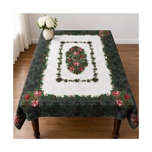 Vintage Waverly Floral Tapestry Tablecloth 77x55 Cotton Blend Cottage Farmhouse